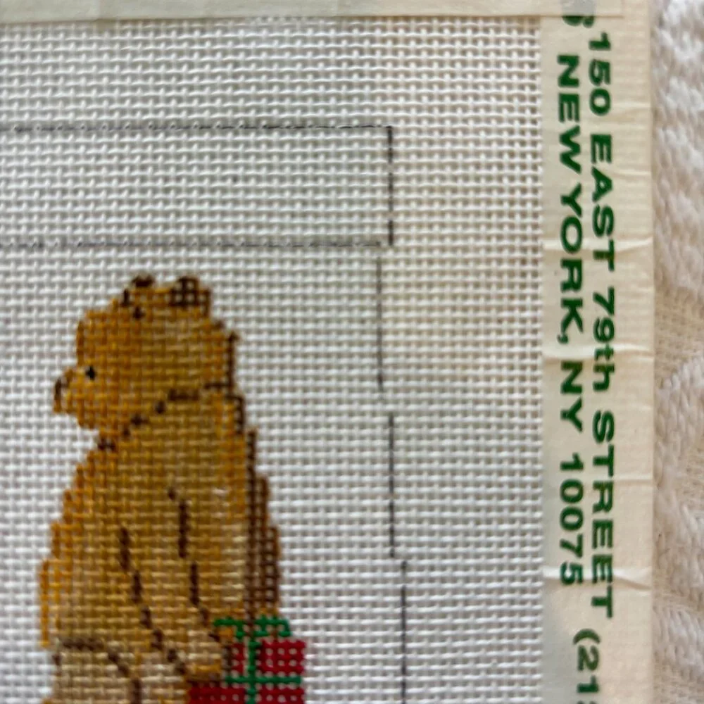 Mini Needlepoint Canvas Stocking Pooh Bear - Picture 4 of 4